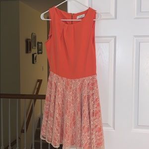 Coral Dress with Lace Overlay NWOT
